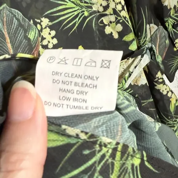 Madisonne Sheer peplum ruffle shirt dress sheer green/black Medium $69 - Picture 6 of 11